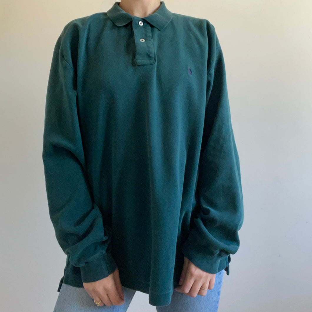 POLO RALPH LAUREN VERT MANCHE LONGUES XL